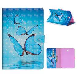 Blue Sea Butterflies 3D Painted Leather Tablet Wallet Case for Samsung Galaxy Tab S2 8.0 T710 T715 T719