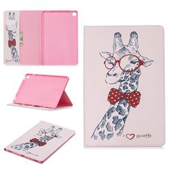 Glasses Giraffe Folio Stand Leather Wallet Case for Samsung Galaxy Tab S5e 10.5 T720 T725