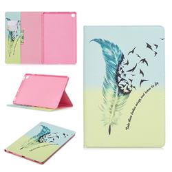 Feather Bird Folio Stand Leather Wallet Case for Samsung Galaxy Tab S5e 10.5 T720 T725