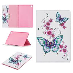 Peach Butterflies Folio Stand Leather Wallet Case for Samsung Galaxy Tab S5e 10.5 T720 T725