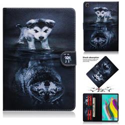 Wolf and Dog Painting Tablet Leather Wallet Flip Cover for Samsung Galaxy Tab S5e 10.5 T720 T725