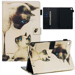 Cat Confrontation Matte Leather Wallet Tablet Case for Samsung Galaxy Tab S5e 10.5 T720 T725