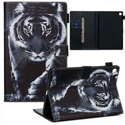 Black and White Tiger Matte Leather Wallet Tablet Case for Samsung Galaxy Tab S5e 10.5 T720 T725