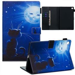 Cat and Moon Matte Leather Wallet Tablet Case for Samsung Galaxy Tab S5e 10.5 T720 T725