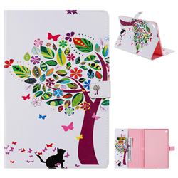 Cat and Tree Folio Flip Stand Leather Wallet Case for Samsung Galaxy Tab S5e 10.5 T720 T725