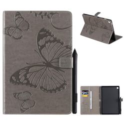 Embossing 3D Butterfly Leather Wallet Case for Samsung Galaxy Tab S5e 10.5 T720 T725 - Gray