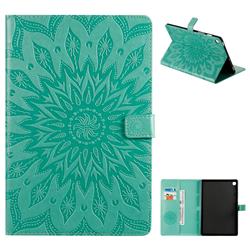 Embossing Sunflower Leather Flip Cover for Samsung Galaxy Tab S5e 10.5 T720 T725 - Green