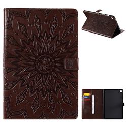Embossing Sunflower Leather Flip Cover for Samsung Galaxy Tab S5e 10.5 T720 T725 - Brown