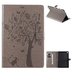 Embossing Butterfly Tree Leather Flip Cover for Samsung Galaxy Tab S5e 10.5 T720 T725 - Grey