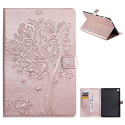 Embossing Butterfly Tree Leather Flip Cover for Samsung Galaxy Tab S5e 10.5 T720 T725 - Rose Gold