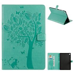 Embossing Butterfly Tree Leather Flip Cover for Samsung Galaxy Tab S5e 10.5 T720 T725 - Cyan