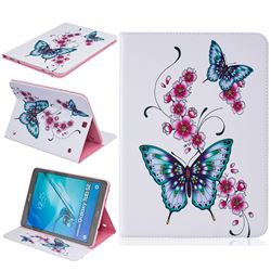Peach Butterflies Folio Stand Leather Wallet Case for Samsung Galaxy Tab S2 9.7 T810 T815 T819