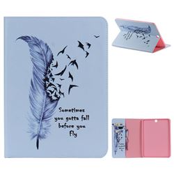 Feather Birds Folio Flip Stand Leather Wallet Case for Samsung Galaxy Tab S2 9.7 T810 T815 T819