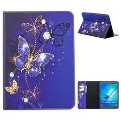 Gold and Blue Butterfly Folio Stand Tablet Leather Wallet Case for Samsung Galaxy Tab S2 9.7 T810 T815 T819