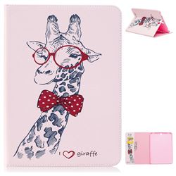 Glasses Giraffe Folio Stand Leather Wallet Case for Samsung Galaxy Tab S3 9.7 T820 T825