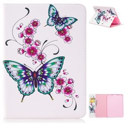 Peach Butterflies Folio Stand Leather Wallet Case for Samsung Galaxy Tab S3 9.7 T820 T825