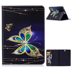 Golden Shining Butterfly Folio Stand Leather Wallet Case for Samsung Galaxy Tab S3 9.7 T820 T825