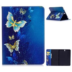 Golden Butterflies Folio Stand Leather Wallet Case for Samsung Galaxy Tab S3 9.7 T820 T825