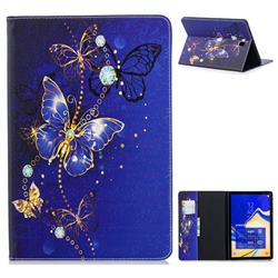 Gold and Blue Butterfly Folio Stand Tablet Leather Wallet Case for Samsung Galaxy Tab S4 10.5 T830 T835