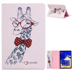 Glasses Giraffe Folio Stand Leather Wallet Case for Samsung Galaxy Tab S4 10.5 T830 T835