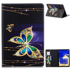 Golden Shining Butterfly Folio Stand Leather Wallet Case for Samsung Galaxy Tab S4 10.5 T830 T835