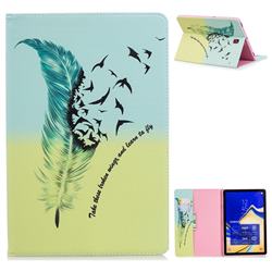 Feather Bird Folio Stand Leather Wallet Case for Samsung Galaxy Tab S4 10.5 T830 T835