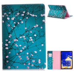 Blue Plum flower Folio Stand Leather Wallet Case for Samsung Galaxy Tab S4 10.5 T830 T835