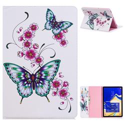 Peach Butterflies Folio Stand Leather Wallet Case for Samsung Galaxy Tab S4 10.5 T830 T835
