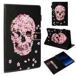 Petals Skulls Folio Stand Leather Wallet Case for Samsung Galaxy Tab S4 10.5 T830 T835