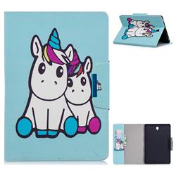 Couple Unicorn Folio Flip Stand Leather Wallet Case for Samsung Galaxy Tab S4 10.5 T830 T835