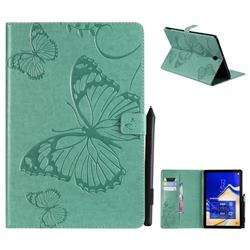 Embossing 3D Butterfly Leather Wallet Case for Samsung Galaxy Tab S4 10.5 T830 T835 - Green