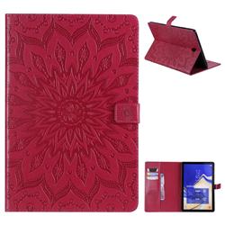 Embossing Sunflower Leather Flip Cover for Samsung Galaxy Tab S4 10.5 T830 T835 - Red