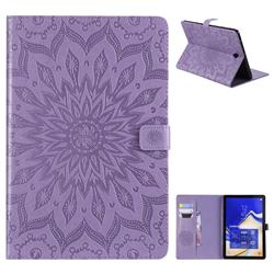 Embossing Sunflower Leather Flip Cover for Samsung Galaxy Tab S4 10.5 T830 T835 - Purple