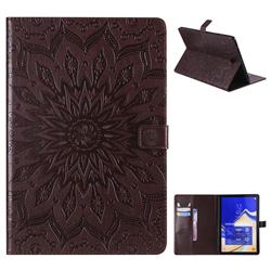 Embossing Sunflower Leather Flip Cover for Samsung Galaxy Tab S4 10.5 T830 T835 - Brown