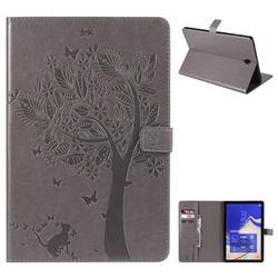 Embossing Butterfly Tree Leather Flip Cover for Samsung Galaxy Tab S4 10.5 T830 T835 - Grey