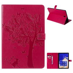 Embossing Butterfly Tree Leather Flip Cover for Samsung Galaxy Tab S4 10.5 T830 T835 - Rose