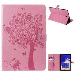 Embossing Butterfly Tree Leather Flip Cover for Samsung Galaxy Tab S4 10.5 T830 T835 - Pink