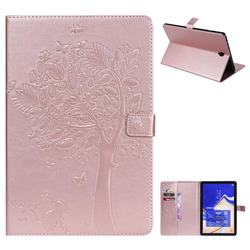 Embossing Butterfly Tree Leather Flip Cover for Samsung Galaxy Tab S4 10.5 T830 T835 - Rose Gold