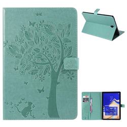 Embossing Butterfly Tree Leather Flip Cover for Samsung Galaxy Tab S4 10.5 T830 T835 - Cyan