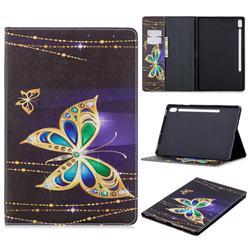 Golden Shining Butterfly Folio Stand Leather Wallet Case for Samsung Galaxy Tab S6 10.5 T860 T865