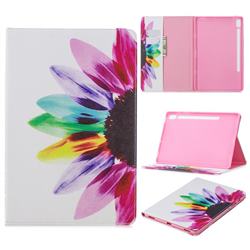 Seven-color Flowers Folio Stand Leather Wallet Case for Samsung Galaxy Tab S6 10.5 T860 T865