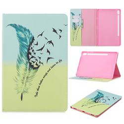 Feather Bird Folio Stand Leather Wallet Case for Samsung Galaxy Tab S6 10.5 T860 T865