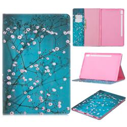Blue Plum flower Folio Stand Leather Wallet Case for Samsung Galaxy Tab S6 10.5 T860 T865