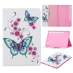 Peach Butterflies Folio Stand Leather Wallet Case for Samsung Galaxy Tab S6 10.5 T860 T865