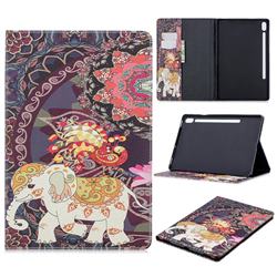 Totem Flower Elephant Folio Stand Tablet Leather Wallet Case for Samsung Galaxy Tab S6 10.5 T860 T865