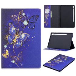 Gold and Blue Butterfly Folio Stand Tablet Leather Wallet Case for Samsung Galaxy Tab S6 10.5 T860 T865