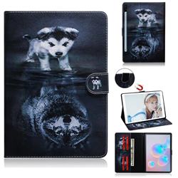 Wolf and Dog Painting Tablet Leather Wallet Flip Cover for Samsung Galaxy Tab S6 10.5 T860 T865