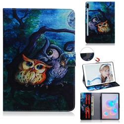Oil Painting Owl Painting Tablet Leather Wallet Flip Cover for Samsung Galaxy Tab S6 10.5 T860 T865