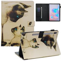 Cat Confrontation Matte Leather Wallet Tablet Case for Samsung Galaxy Tab S6 10.5 T860 T865
