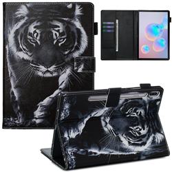 Black and White Tiger Matte Leather Wallet Tablet Case for Samsung Galaxy Tab S6 10.5 T860 T865